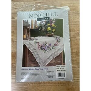 NEW NOB HILL LINENS  EMBROIDERY Table Topper 33"X33" NEW SEALED